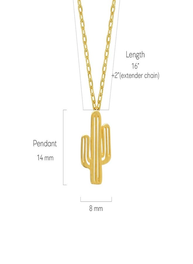 MustHave Together Cactus 18K Gold Plated Necklace With Message Card, Yellow and White Color, Anchor Chain, Best Gift Necklace, Size 16 inch + 2 inch Extender, Together Cactus Pendant, Gift Card (Yellow Gold) - Image 2